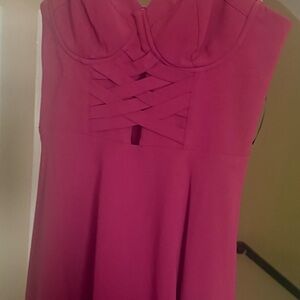 Bebe Pink Sleeveless Dress with Crisscross Detail